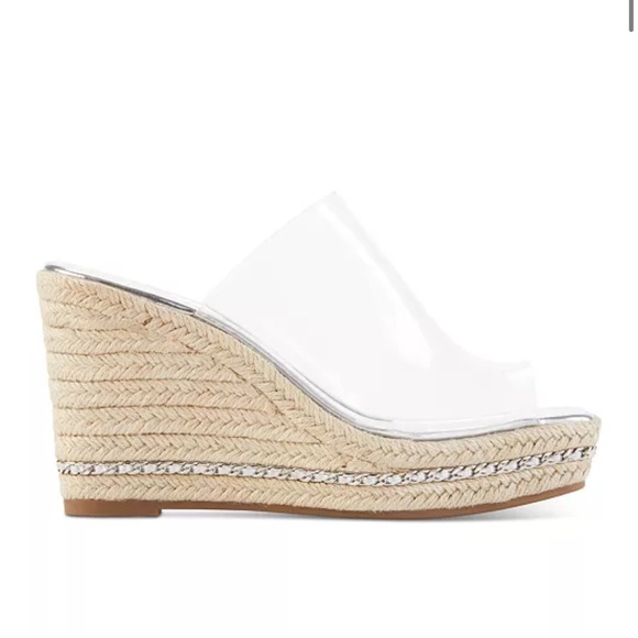 NEW Karl Lagerfeld Corissa Transparent Platform Wedges Espadrilles Sandals - Picture 5 of 5